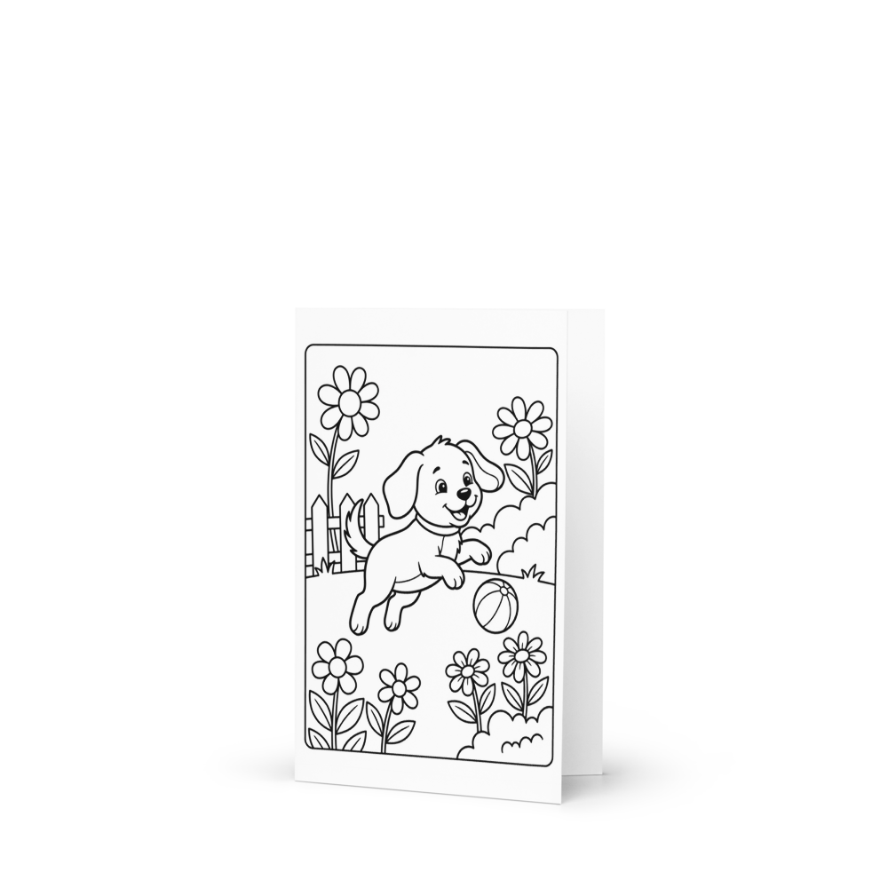 Custom coloring greeting card from your photo, shown with an example photo