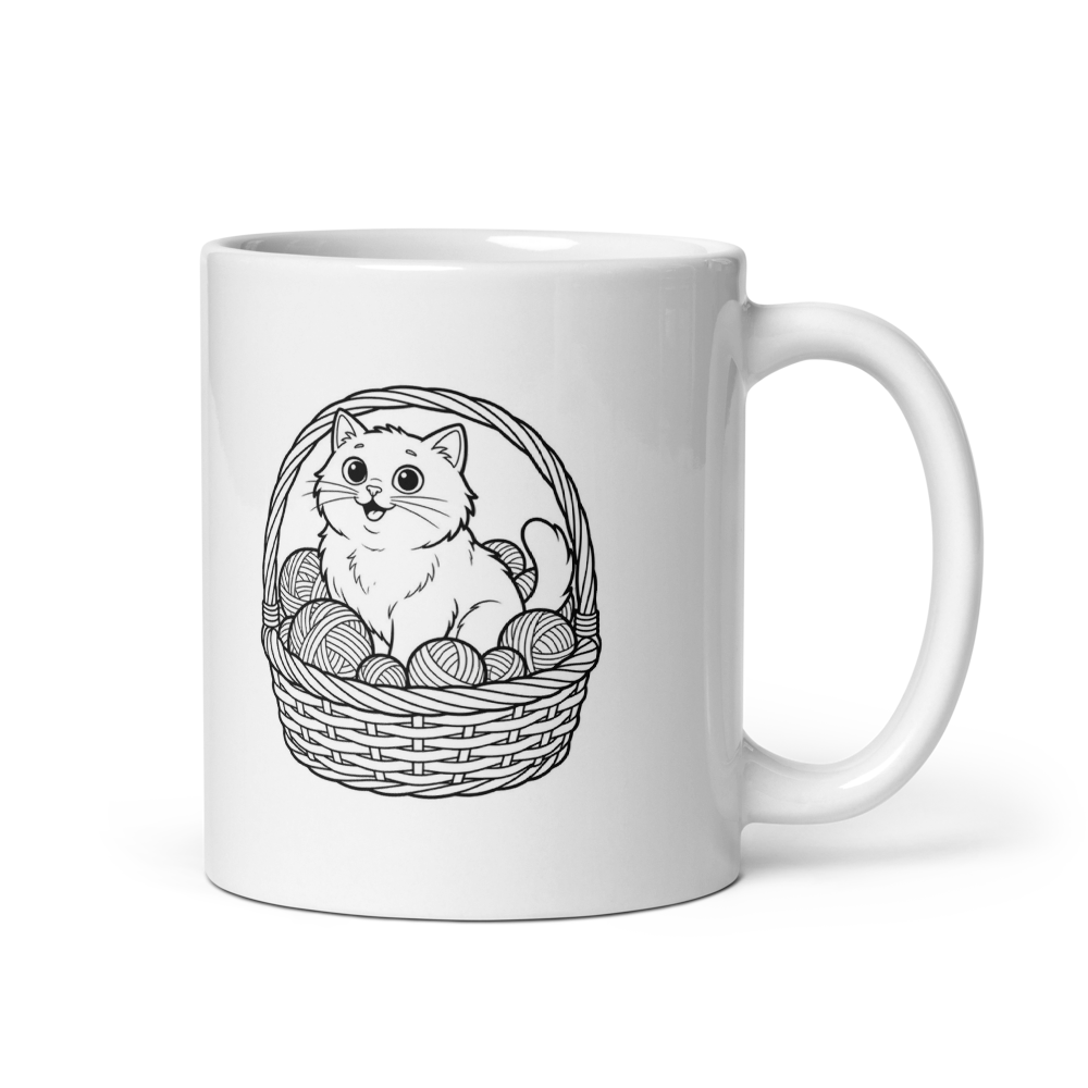Custom line-art ceramic mug from your photo — Color: White, Size: 11 oz