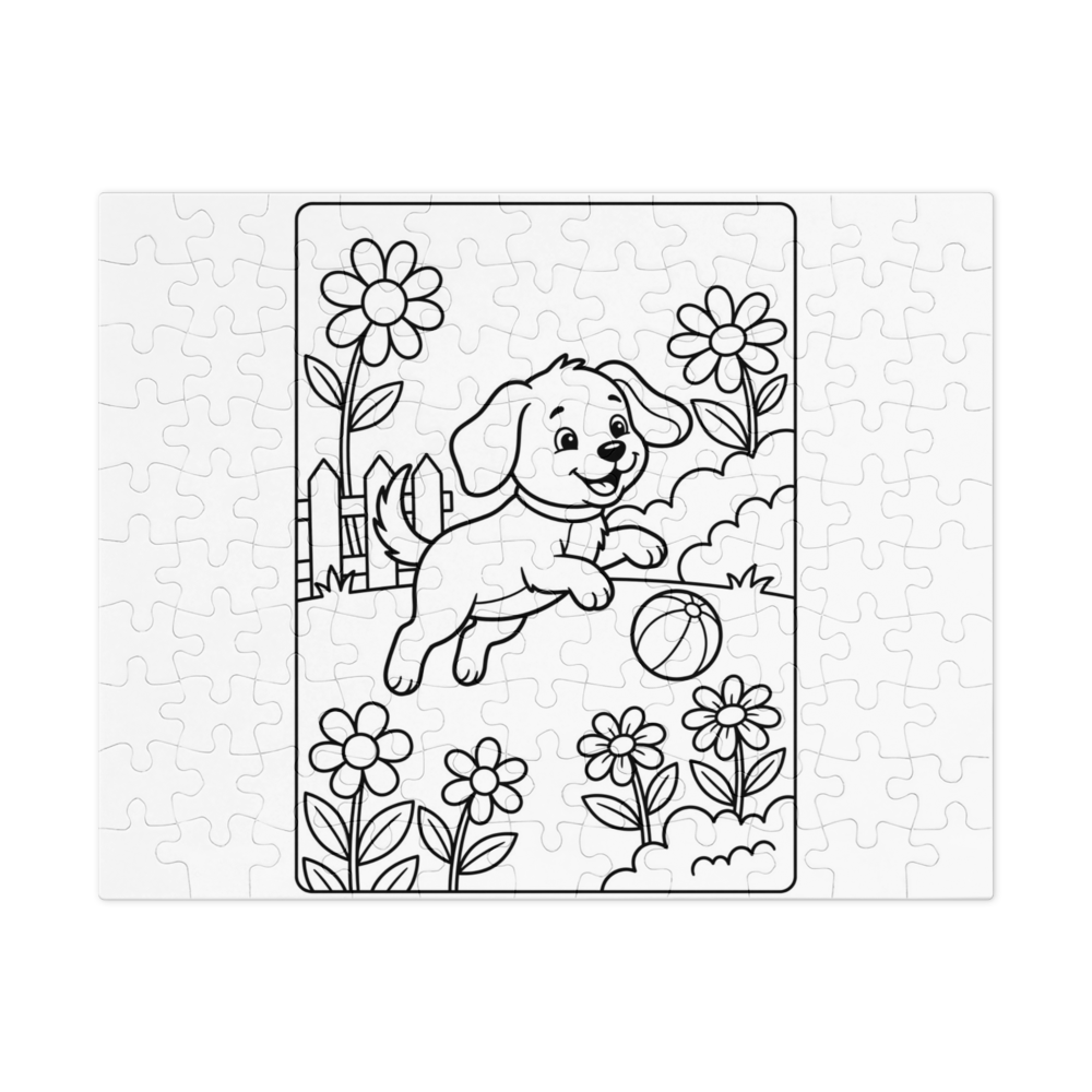 Custom line-art jigsaw puzzle from your photo — Color: White (glossy), Size: 10″×8″ (110 pcs)