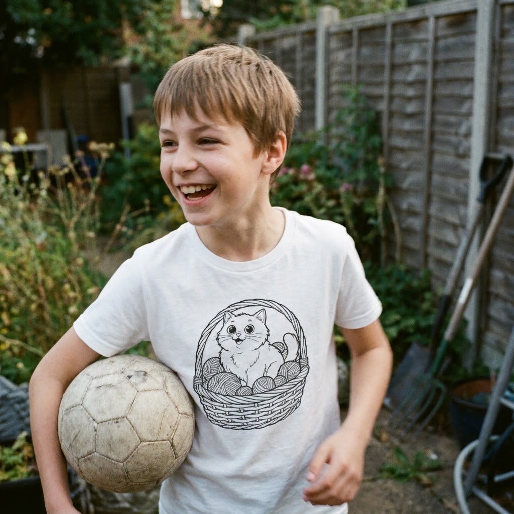 Custom coloring youth t-shirt from your photo — Color: White, Size: S